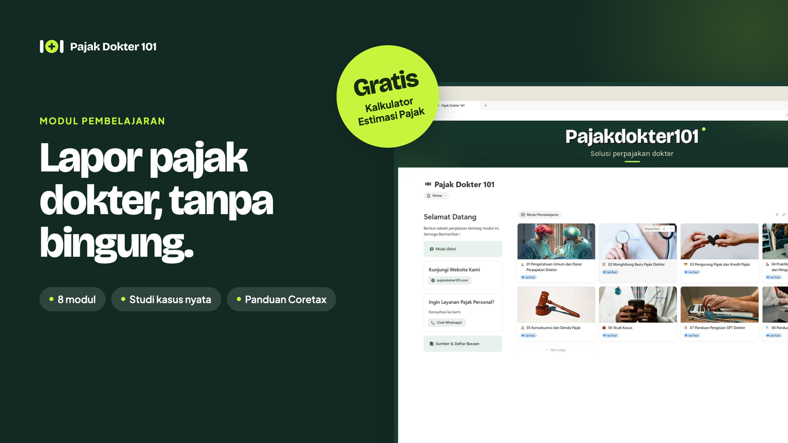 Tampilan panduan Notion Pajak Dokter 101